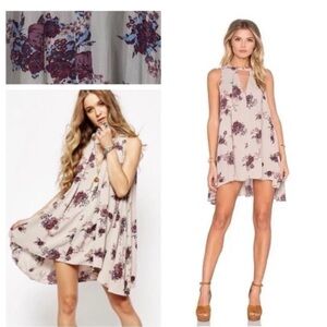 Free People Tree Swing Tunic Mini Dress Sz X-Small Maroon Purple Flare Boho